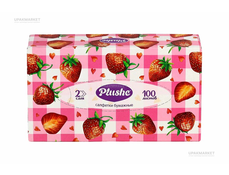 Салфетки в коробке V-сложение 2х сл. 100шт PLUSHE — UPAKMARKET