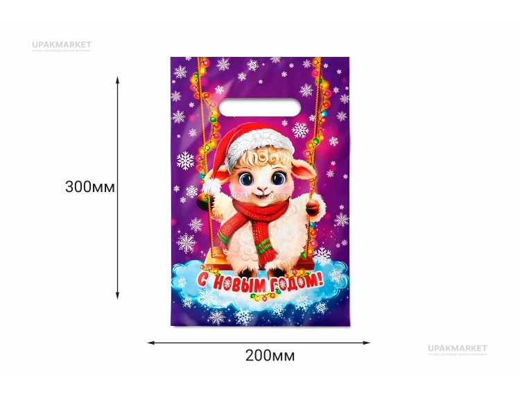 Пакет НГ с вырубной ручкой 20х30 "Снежка" Интерпак /20уп х 100шт/ — UPAKMARKET