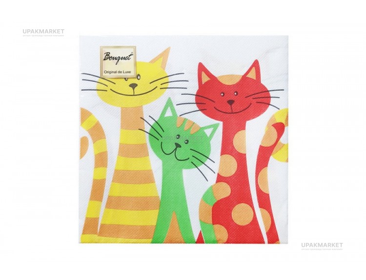 Салфетки 33х33 3 - слойн. Art Bouquet 20 шт  Декоративные коты — UPAKMARKET