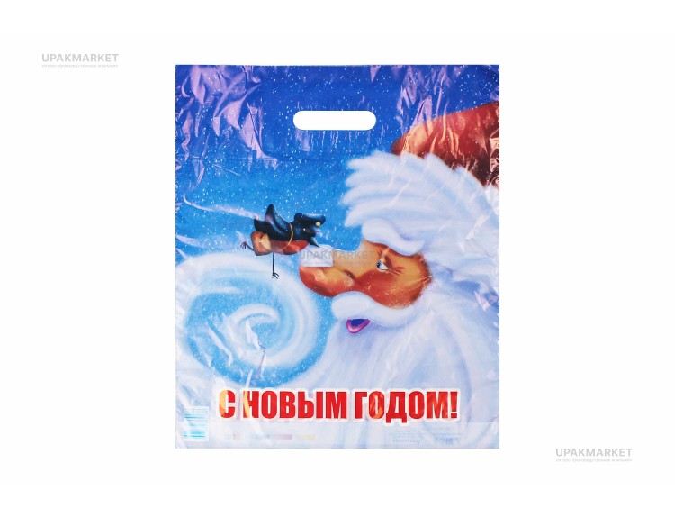 Пакет НГ с вырубной ручкой 36х45см "НОВОГОДНИЕ ИЗВЕСТИЯ" Сигаретная серия /20уп х 50шт/ — UPAKMARKET