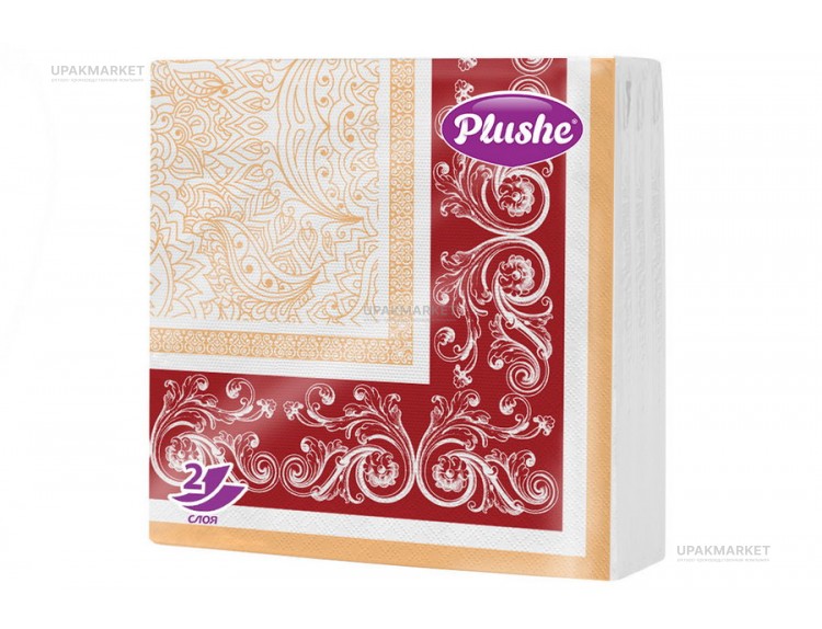 Салфетки 33х33 2-х слойные "Красный" 20 листов, PLUSHE Premium Decor — UPAKMARKET