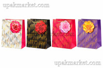 Пакет бумажный подарочный 18х23х10см Люкс с тиснением микс