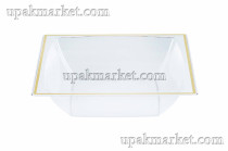 Тарелка-салатник квадратный 205х205мм прозрачный с золотой каймой 