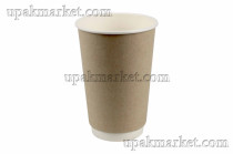 Стакан бумажный 0,450л 90мм ГН Крафт 2-х слойный ProstoKap /20уп х 19шт/