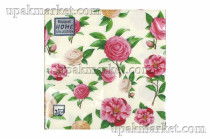 Салфетки 33х33 трехслойные Нежные розы Art Bouquet 20 шт
