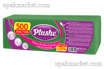 Салфетки 24х24 1 слойные, Интенсив зеленые 500 листов PLUSHE