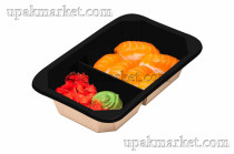 Картонный салатник OCTOBOX 800/2 ДНО двухсекционный ЧЕРНЫЙ BLACK WOOD 230(180)х147(97)х50 OSQ (OCQ, OCIQ, ОСК, ОЭСКЬЮ, ОСИКЬЮ)