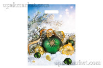 Пакет НГ с выбной ручкой 31х40см "Шарики на снегу" Тико /26уп х 50шт/