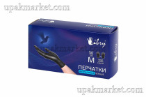 Перчатки нитриловые неопудренные смотровые LIBRY М /10х100шт/ (10уп) черные 3,5гр 