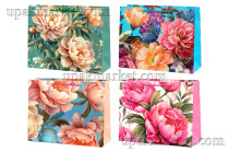 Пакет бумажный 26 х 32 х 12 Люкс с блестками, микс