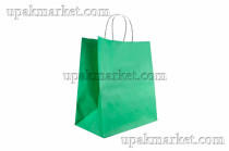 Пакет крафт с крученой ручкой 240х140х280 зеленый без печати 80гр AVIORA