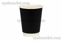 Стакан бумажный 250мл 80мм ГН Черный двухслойный (625шт) Л-ПАК																														