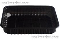 Контейнер 0,500л 179х132х35 прямоугольный черный низкий Д-Полимер /10уп*50шт/ 