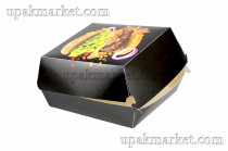 Фастфуд короб гамбургер L 120х120х70 Black FOOD (КБ) /11уп*25шт/