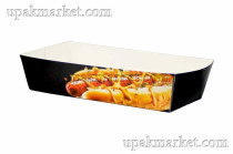 Фастфуд короб лоток/хот-дог лодочка/ 165х70х40мм/ Black FOOD КБ/ 12уп х 50шт/