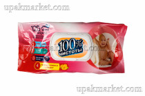 Салфетки влажные 120шт с клапаном 100% Чистоты для детей с экстрактом календулы