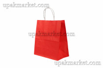 Пакет крафт с крученой ручкой 220х120х250 красный без печати 80гр AVIORA