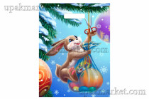 Пакет НГ с вырубной ручкой 31х40см "Зайка с подарком" Тико