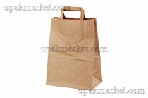 Пакет крафт с плоской ручкой б/п 260х150x350 бурый 70г ПП