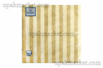 Салфетки 33х33 трехслойные Art Bouquet Барокко золотые полосы на бежевом 16 шт