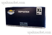 Перчатки нитриловые неопудренные ХL голубые HIGH RISK  АVIORA /10уп х 50шт/ 