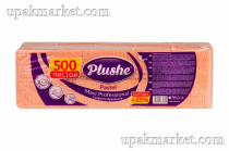 Салфетки 24х24 1 слойные, 500 листов Пастель абрикосовые PLUSHE 