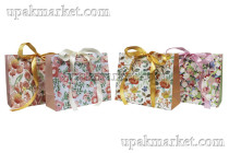 Пакет бумажный подарочный 43х32х14см Люкс с бантом микс