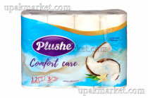 Туалетная бумага PLUSHE "Comfort Сare" 3х сл. 16м Кокос и ваниль (12 рулонов в упаковке) ароматизированная
