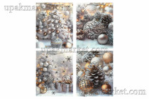 Пакет бумажный подарочный НГ 18х24х9см "Люкс" с блестками