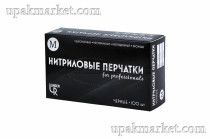 Перчатки нитриловые неопудренные смотровые черные LINGER M /10х100шт/