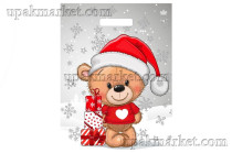 Пакет НГ с вырубной ручкой 31х40см "Мишка с подарками" глянец Тико /10уп х 50шт/