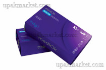 Перчатки нитриловые неопудренные смотровые XS фиолетовые INDIGO 3,5 гр MEDIOK / 10уп х 100шт /	