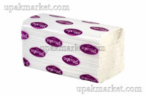 Полотенца бумажные PLUSHE Professional Спасибо V-сложение, 1 слойные, по 200 листов, 32 грамма, восстановленная целлюлоза, 12 в коробе