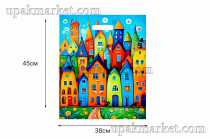 Пакет с вырубной ручкой Тико 45х38см Сочные краски в глянце /10уп х 50шт/