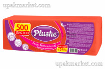 Салфетки 24х24 1 слойные 500 листов Интенсив красные PLUSHE 