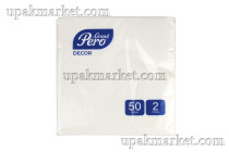 Салфетки 24х24 2-х слойные, 50 листов, белые GrandPero