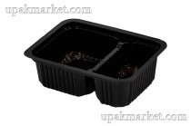 Емкость К-1008-2Е соусник черный 2 секции