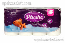 Туалетная бумага PLUSHE Classic 2х сл. 18м Белое сплошное (8 рулонов в упаковке)