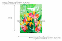 Пакет с вырубной ручкой 30х40см Нежный букет Интерпак /20уп х 50шт/