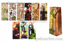 Бумажный пакет для бутылки 13х36см микс