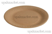 Тарелка картонная д.210 круглая крафт   /6уп * 100шт/  