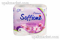 Туалетная бумага 3-х слойная Premio Romantica Magnolia с ароматом магнолии V2,4рулона (16,8м)(10уп) SOFFIONE