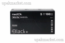 Перчатки нитриловые неопудренные смотровые S черные 3,5гр (BLACK+) MEDIOK /10х100шт/