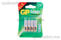 Батарейка GP AAA/LR3 (пальчиковая) Super Alkaline BL3+1 