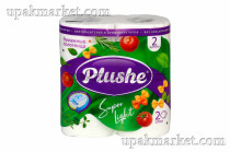 Полотенца бумажные 2-х слойные 10 метров PLUSHE Super Light, 2 рулона в упаковке