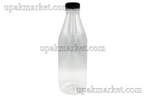 Банка ПЭТ 1,0л "Молоко" + черная/белая крышка №38 (Хорека)