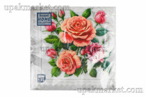 Салфетки 33х33 трехслойные Розы в рамке Серебро Art Bouquet 20 шт