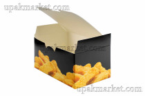 Фастфуд короб нагетсы/снек L 150х91х70 Black FOOD (КБ) /12упх25шт/ 																														