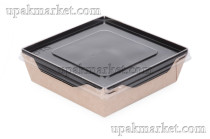 Картонный салатник OpSalad 900 ДНО ЧЕРНЫЙ BLACK WOOD 150(135)х150(135)х50 (OSQ, ОЭСКЬЮ)
