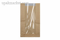 Пакет бумажный пищевой 250х140x60 крафт 40г коричневый, с окном AVIORA